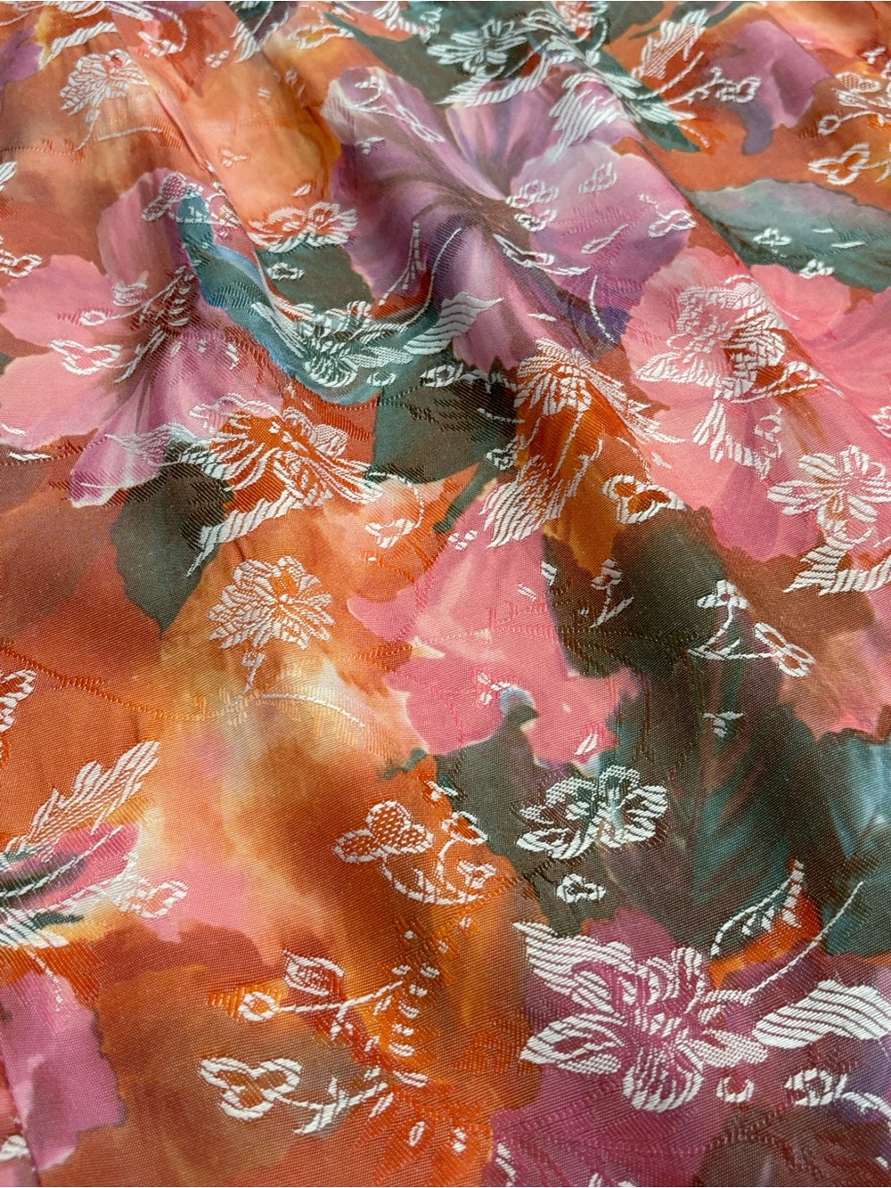Vintage 90s Express Floral Jacquard Rayon Pencil Skirt - Made in USA - L - Picture 7 of 8